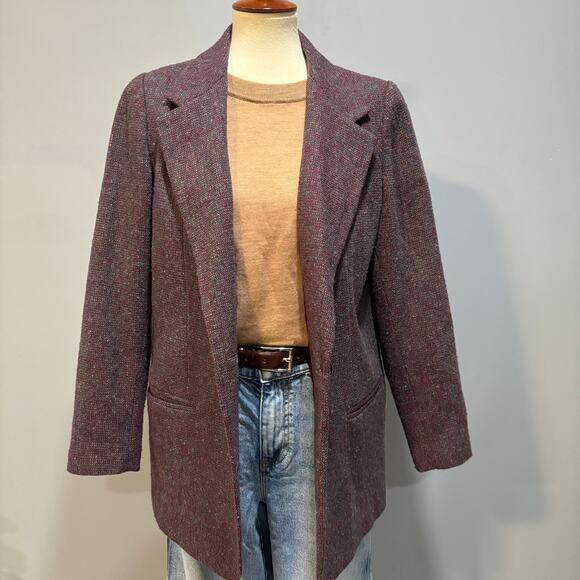 Vintage Courtenay women's wool blazer burgundy and maroon tweed, women’s size 10 - Picture 10 of 11